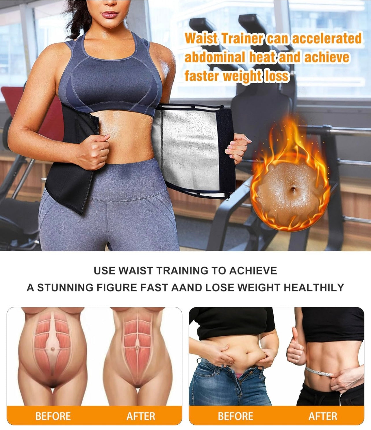 kyana Collection-Training Waist trainer for Belly sweat with double wrap and thermal control layer