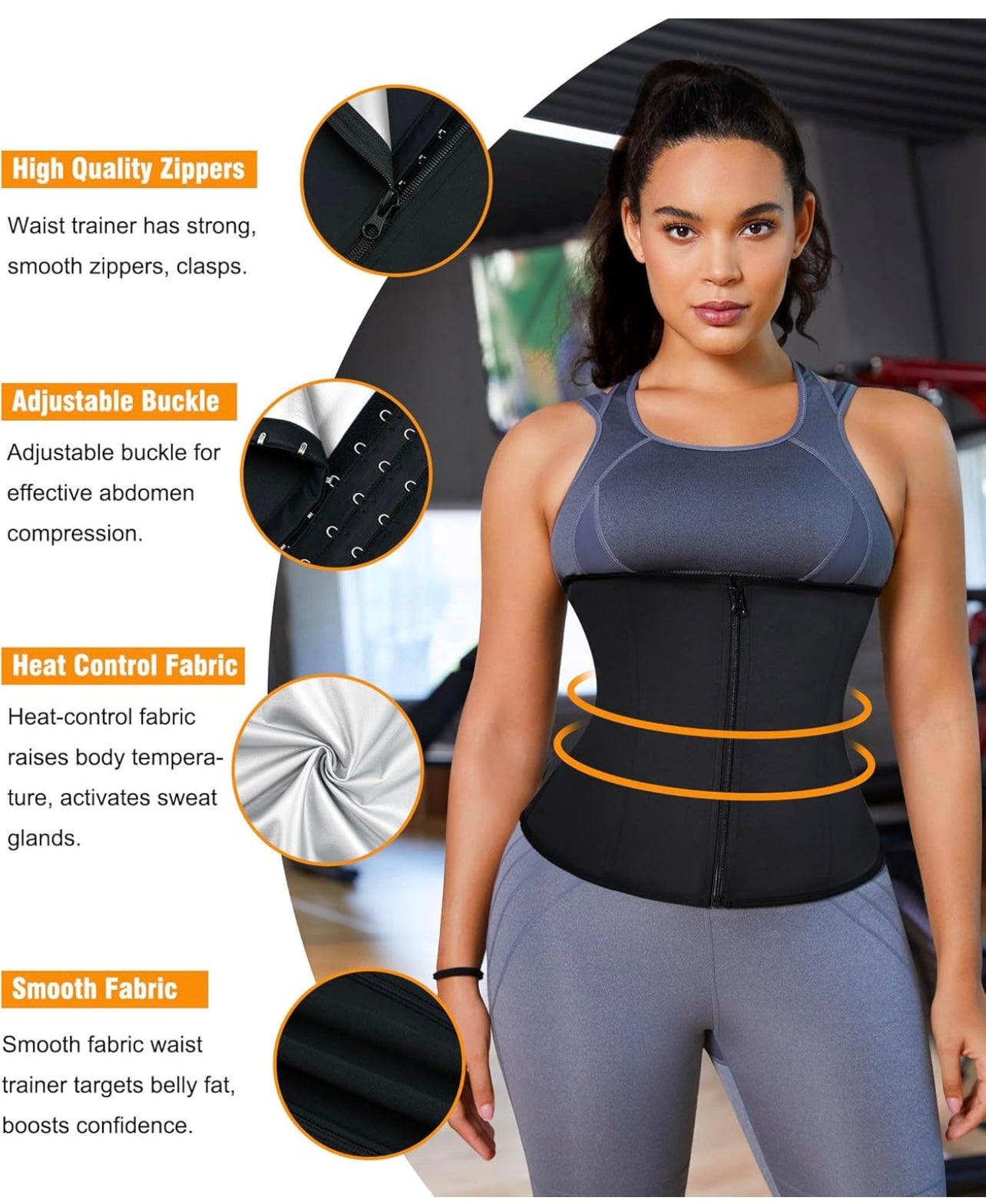 kyana Collection-Training Waist trainer for Belly sweat with double wrap and thermal control layer