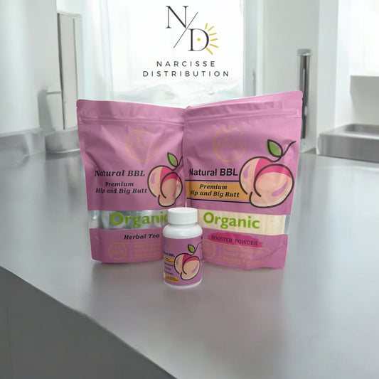 Pills Basic KIT Natural BBL - (1 bg Organic Herbal Tea Powder + 1 lb Organic Booster Powder + 1 Bottle 60 Capsules)-Premium Hip and Big Butt