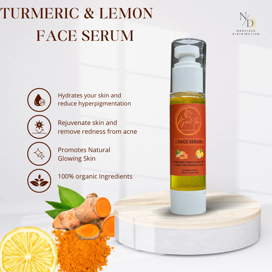 1 Pc Turmeric & Lemon Dark Corrector Serum - 100% Organic Turmeric Oil for Dark Spots - Cleanses Skin, Fights Acne, Evens Tone, Heals Scars - Pure Handcrafted Turmeric Oil Skincare, Hand made product