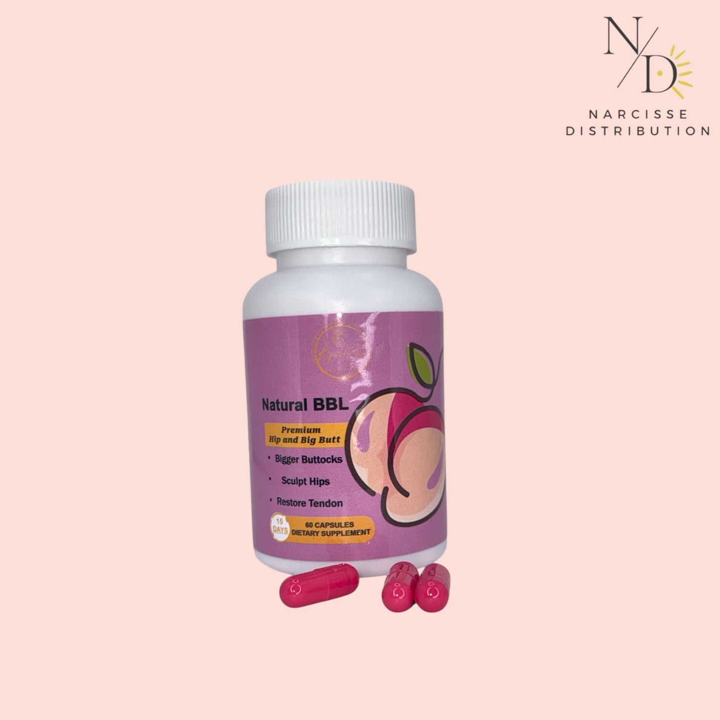 Natural BBL, Premium Hip and Big Butt-1 Bottle- 60 Capsules for 15 Days