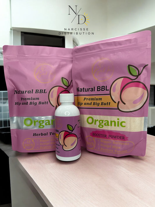 Syrop Basic KIT Natural BBL - (1 bg Organic Herbal Tea Powder + 1 lb Organic Booster Powder + 1 Bottle, 200 ml of Pure Organic Syrop)-Premium Hip and Big Butt