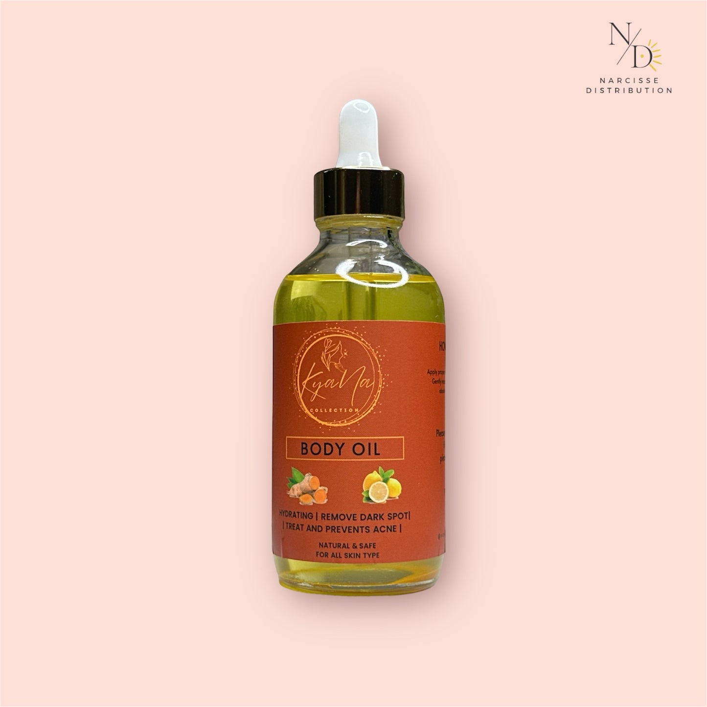 1Pc Turmeric & Lemon Body Oil - 100% Organic Turmeric Oil for Dark Spots - Cleanses Skin, Fights Acne, Evens Tone, Heals Scars - Pure Handcrafted Turmeric Oil Skincare, Hand made product