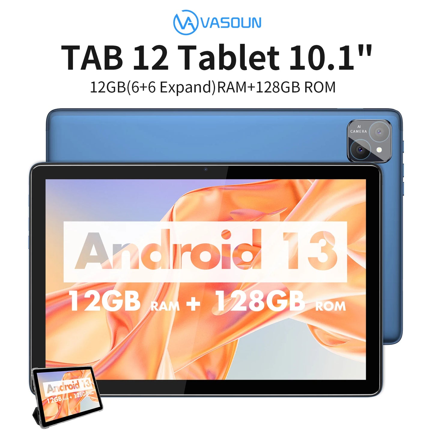 Android 13 Tablet 10.1", 12GB(6+6 Expand) RAM, 128GB ROM, Octa Core, DUAL SIM 4G UNLOCKED With 2.4G/5G WiFi GPS